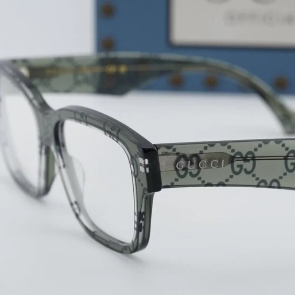 Gucci GG1428O 012 Square Eyeglasses 55mm - Grey with GG Pattern